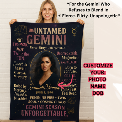 The Untamed Gemini — Fierce, Flirty, Unforgettable Zodiac Personalized Blanket