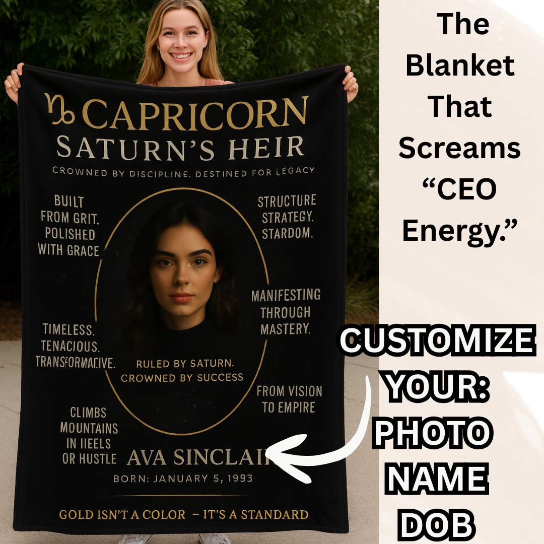 ♑ CAPRICORN — “Saturn’s Heir” Personalized Zodiac Luxury Blanket | Gold Standard Edition