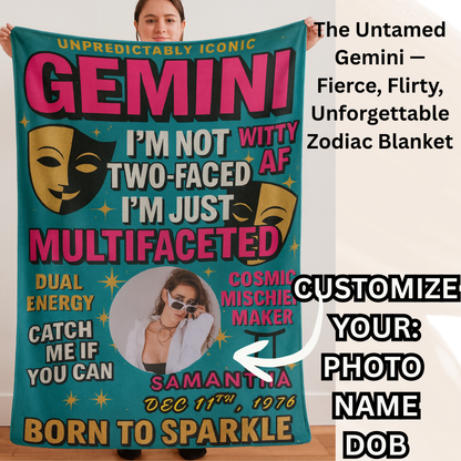 The Untamed Gemini Blanket — Fierce, Flirty & Unforgettable Cosmic Comfort