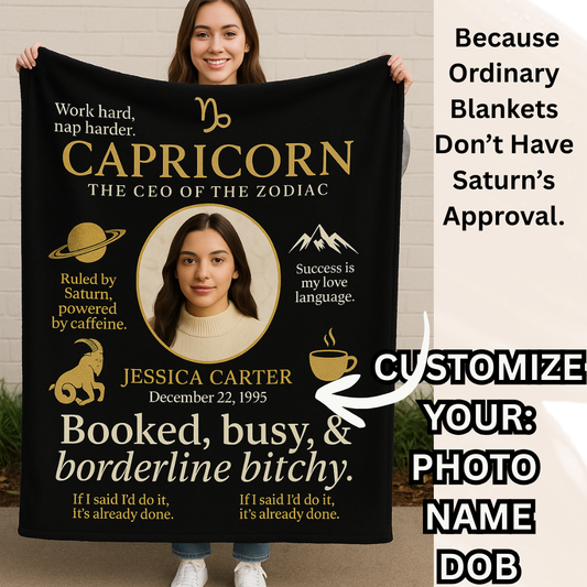Capricorn Luxe Zodiac Blanket – “The CEO of the Zodiac” Edition