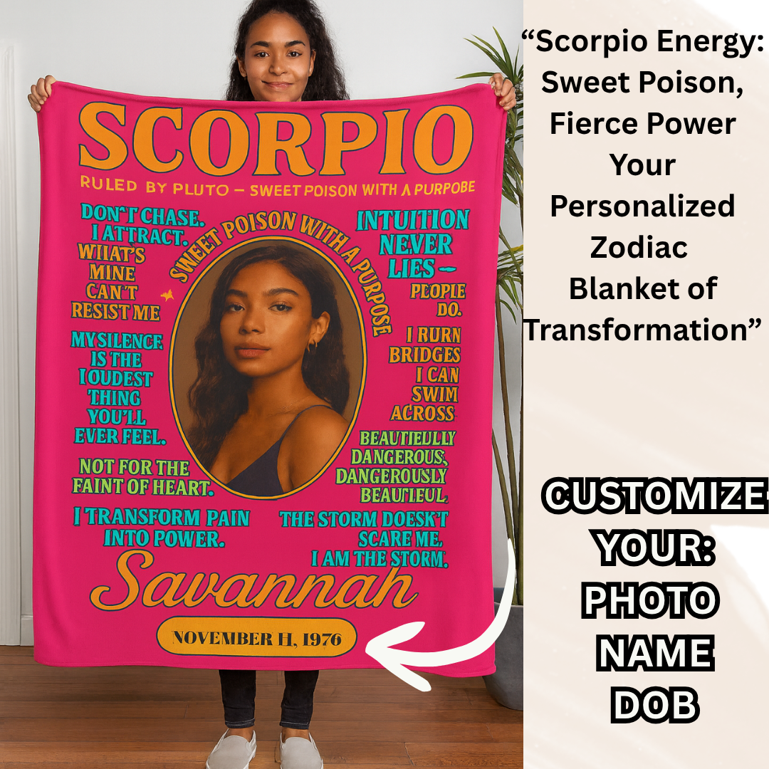 Scorpio Zodiac Personalized Blanket — “Sweet Poison with a Purpose” | Custom Astrology Fleece or Sherpa Throw