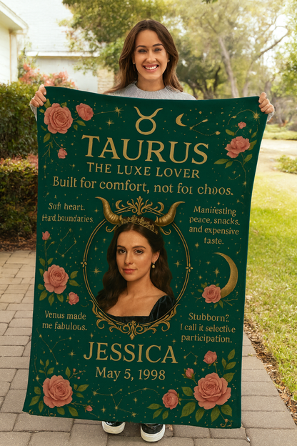 ♉ Taurus – The Luxe Lover Personalized Zodiac Blanket